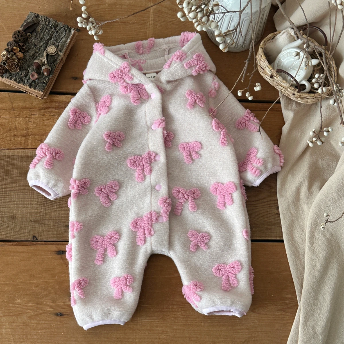 Newborn Baby Girl Romper Floral - Combinaison à capuche pour bébé fille,
