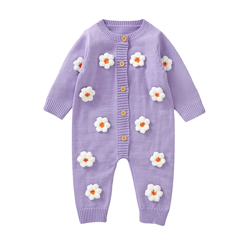Newborn Baby Girl Romper Floral - Barboteuse à manches longues pour bébés