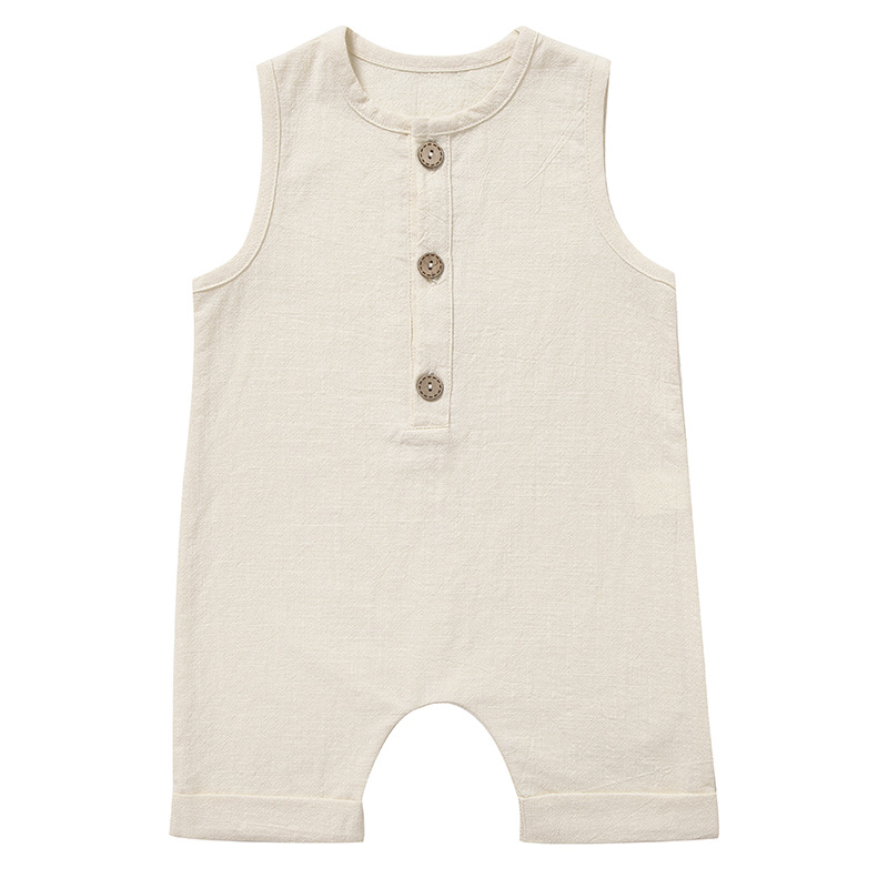 Combinaisons d'été pour bébés  - Baby Summer Linen Sleeveless Jumpsuit avis et prix
