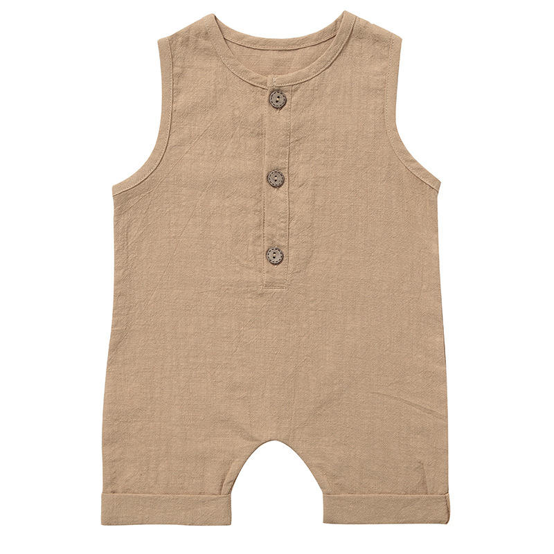 Combinaisons d'été pour bébés  - Baby Summer Linen Sleeveless Jumpsuit avis et prix