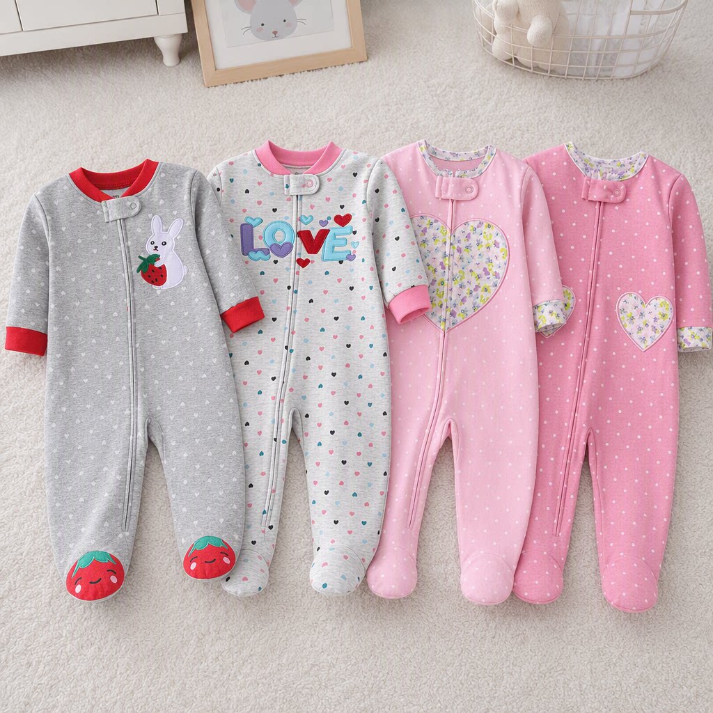Combinaison à pieds en coton d - Cotton Baby Onesies Zipper avis et prix